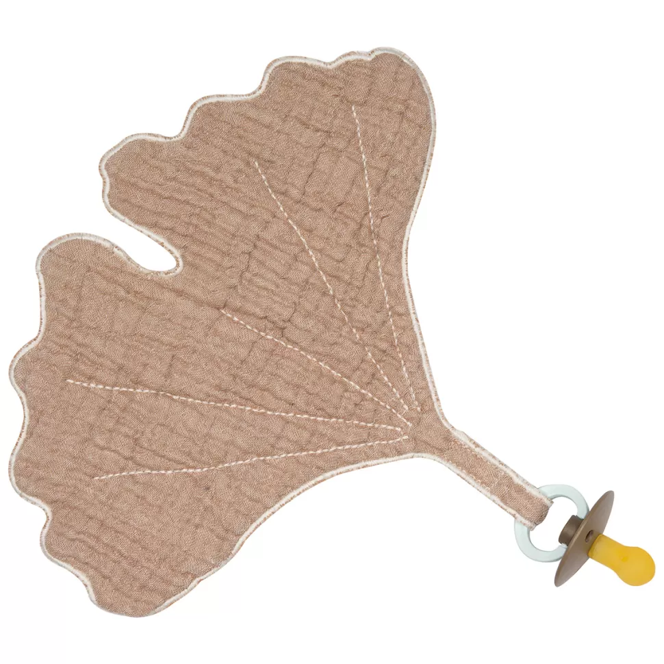 Quax Succion>Doudou Attache-sucette Ginkgo Natural - Corail