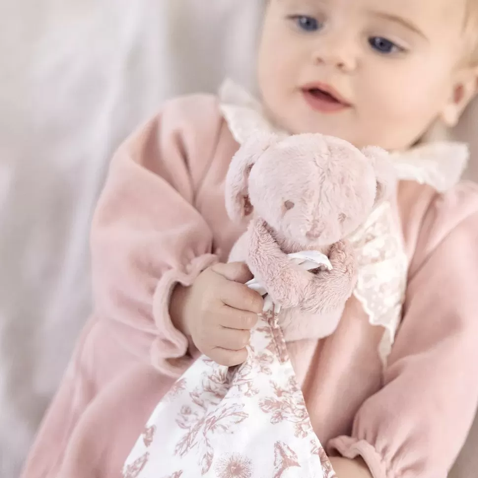 Tartine et Chocolat Doudou>Doudou Augustin le Lapin - Toile de Jouy Rose Pêche