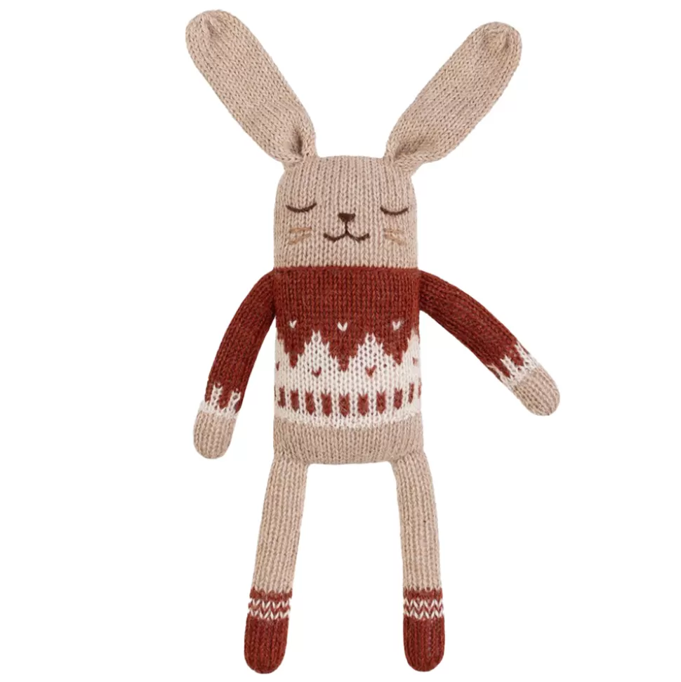 Main Sauvage Doudou>Doudou Lapin - Pull Jacquard Sienne