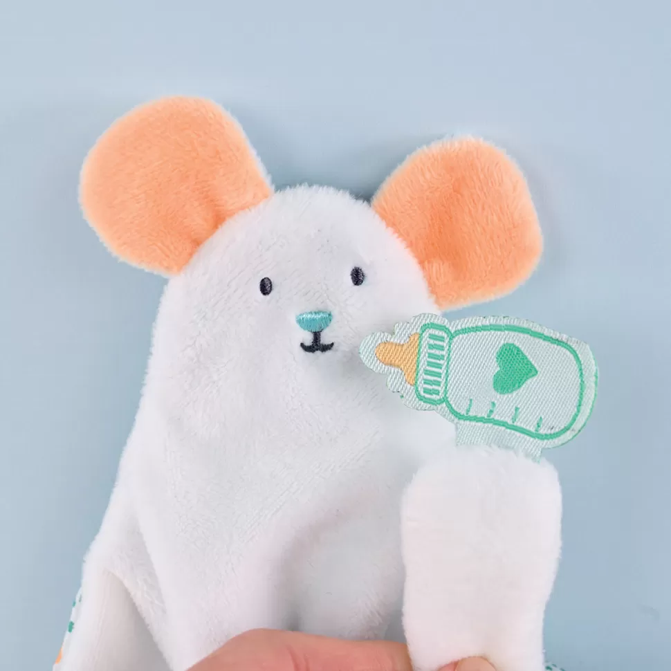 Doudou et Compagnie Doudou>Doudou Souris Blanche avec Marionnettes à Doigt Les Petits Futés