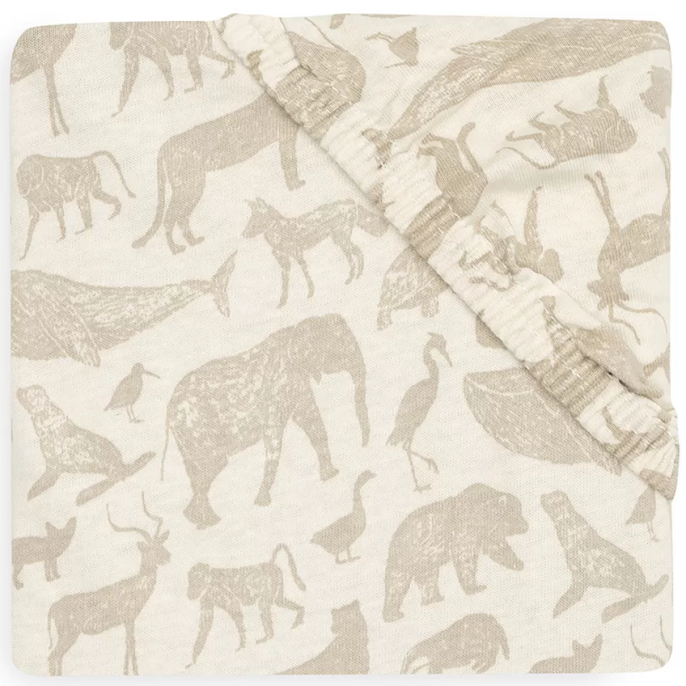Jollein Literie Bébé>Drap Housse Jersey Animals Nougat - 70 x 140 cm