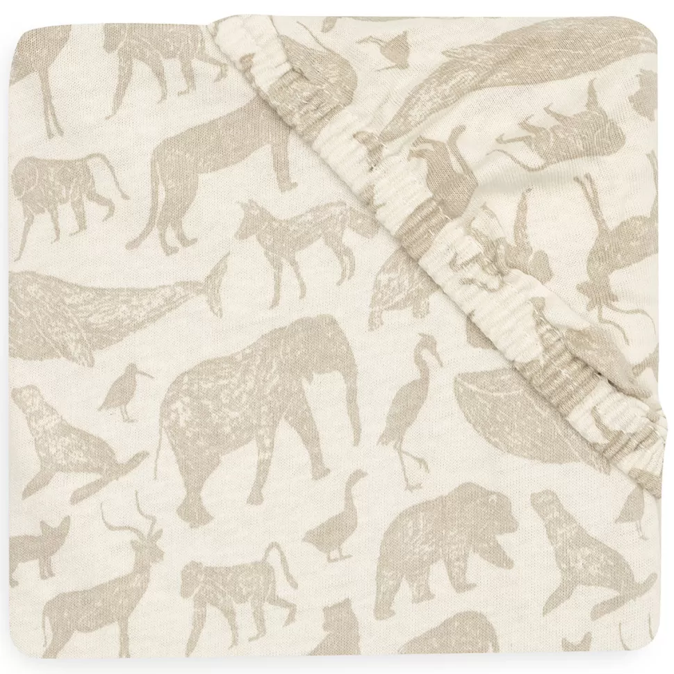 Jollein Literie Bébé>Drap Housse Jersey Animals Nougat - 60 x 120 cm