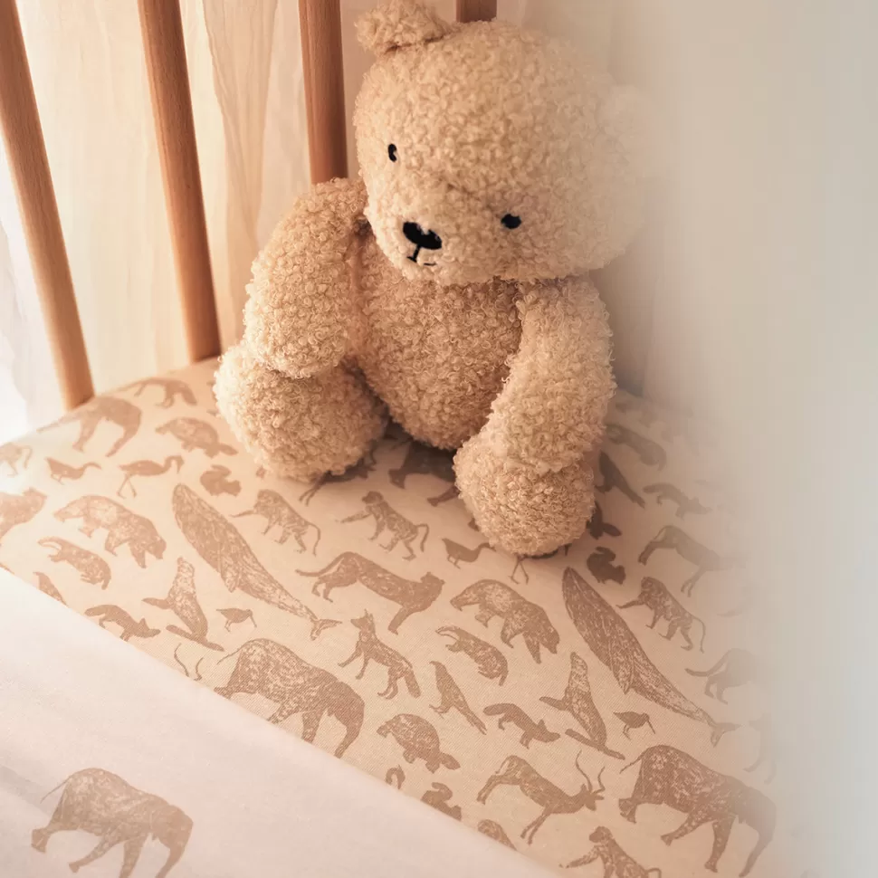 Jollein Literie Bébé>Drap Housse Jersey Animals Nougat - 70 x 140 cm