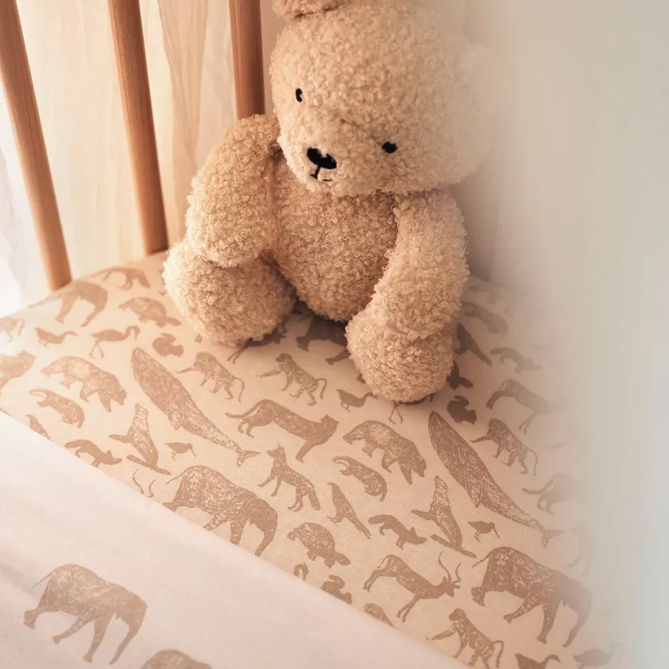 Jollein Literie Bébé>Drap Housse Jersey Animals Nougat - 60 x 120 cm