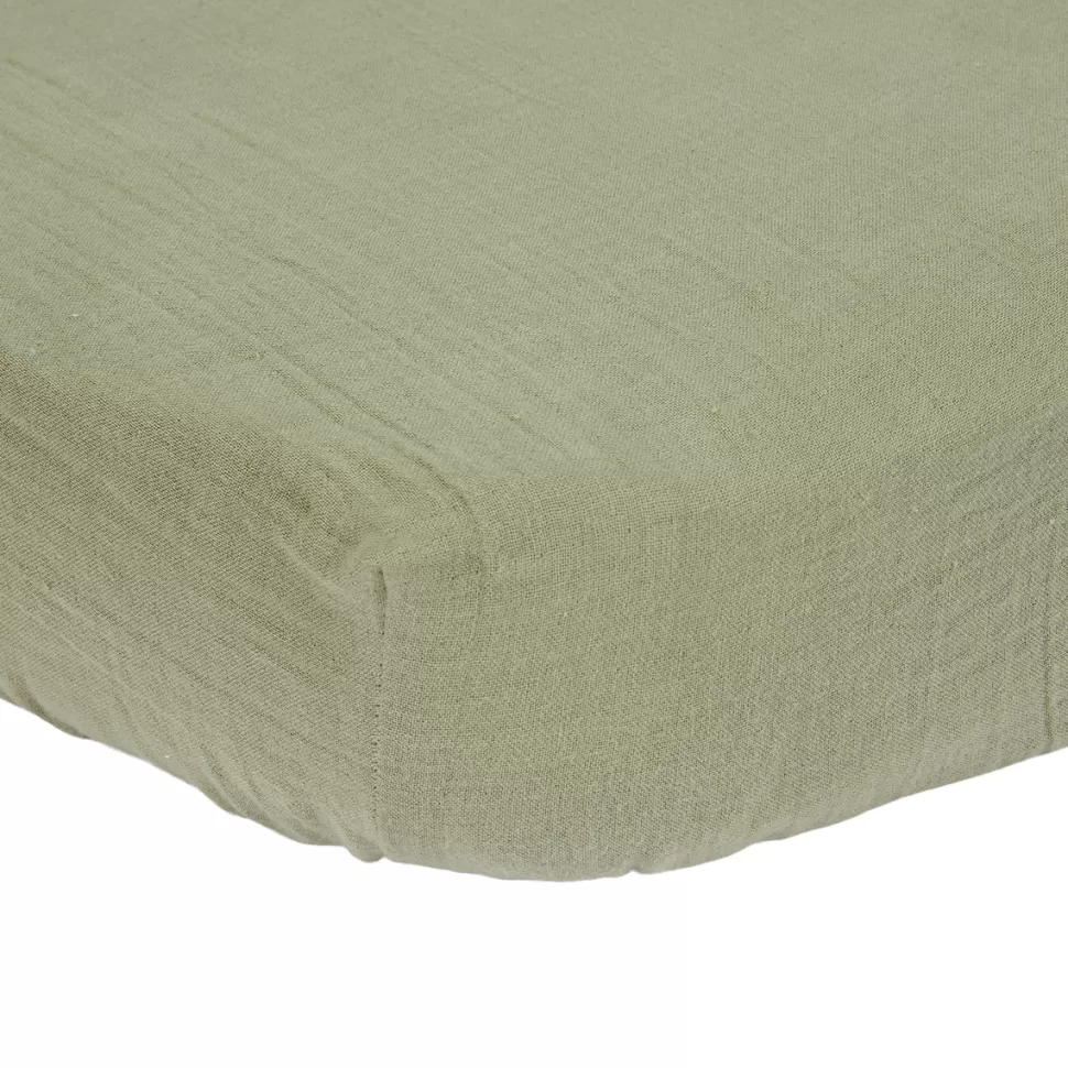 Little Dutch Literie Bébé>Drap Housse Mousseline Little Farm Olive - 60 x 120 cm