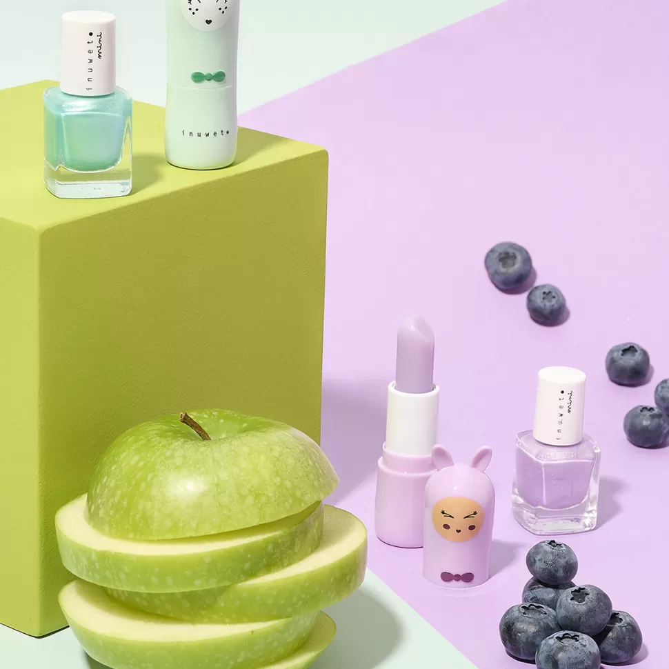 Enfant inuwet Cosmétique Enfant>Duo de Baume à Lèvres Lapin et Vernis à l'Eau - Myrtille