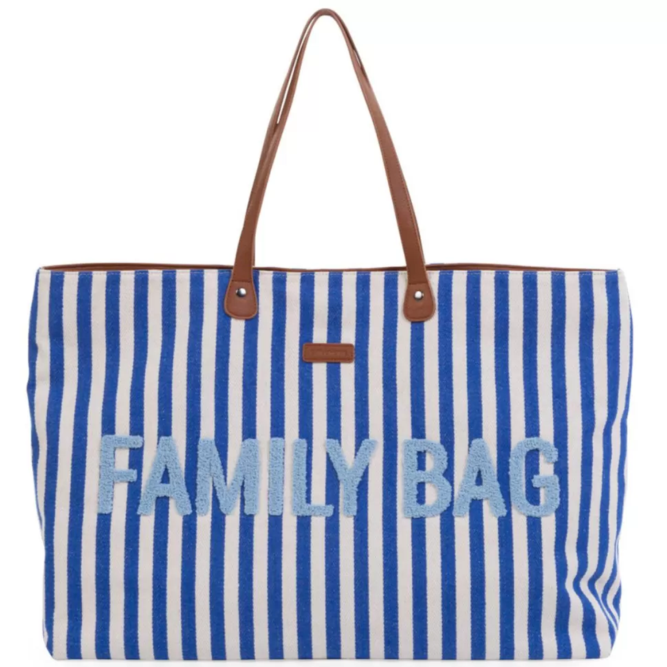 Childhome Sac À Langer>Family Bag - Rayures Bleu Electrique Bleu Clair