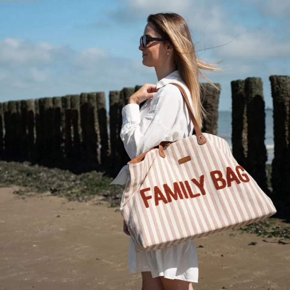 Childhome Sac À Langer>Family Bag - Rayures Nude Terracotta