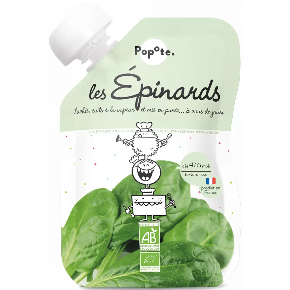 Popote Nourriture Bébé>Gourde Repas Bio Epinards - 120 g