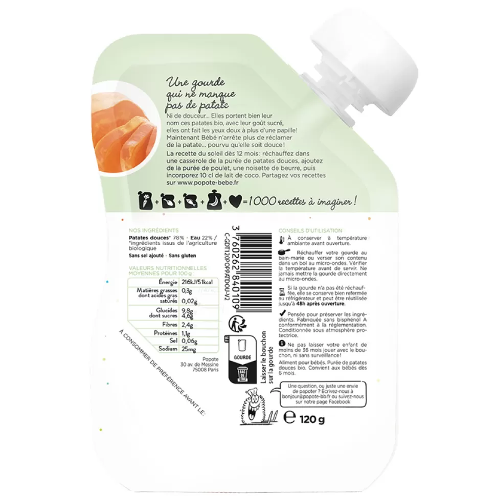 Popote Nourriture Bébé>Gourde Repas Bio Patate Douce - 120 g