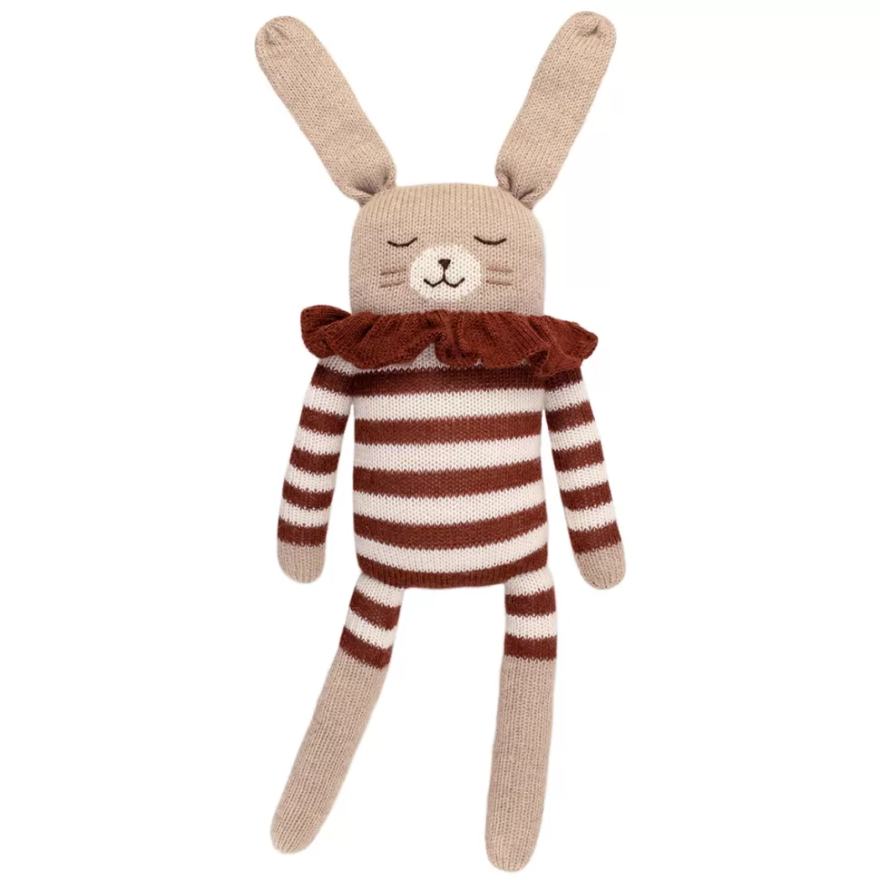 Main Sauvage Doudou>Grand Doudou Lapin - Combishort Rayé Sienne