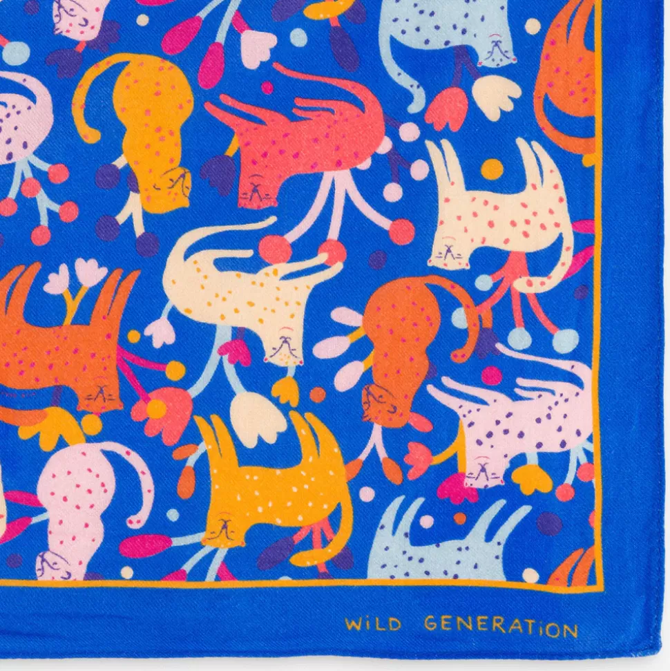 Chamaye Parents>Grand Foulard Léopard - Blue