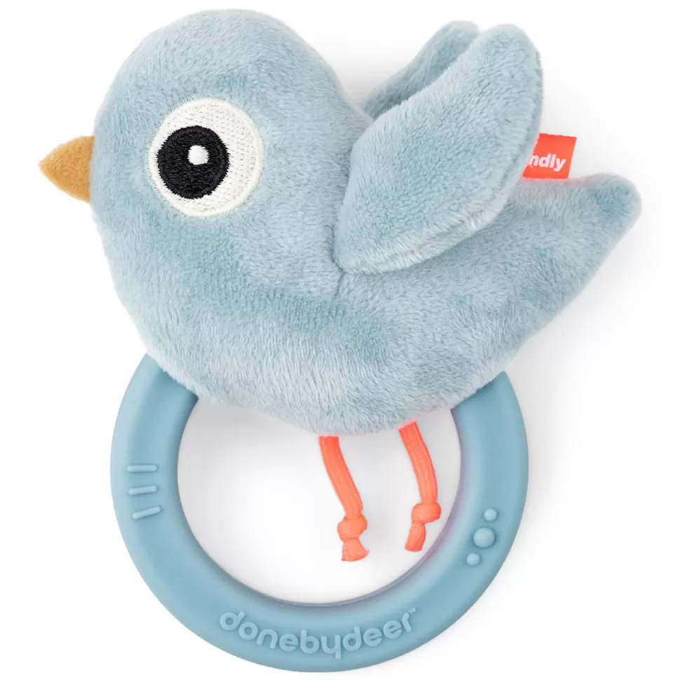 Done by Deer Hochet>Hochet avec Anneau de Dentition Birdee - Bleu