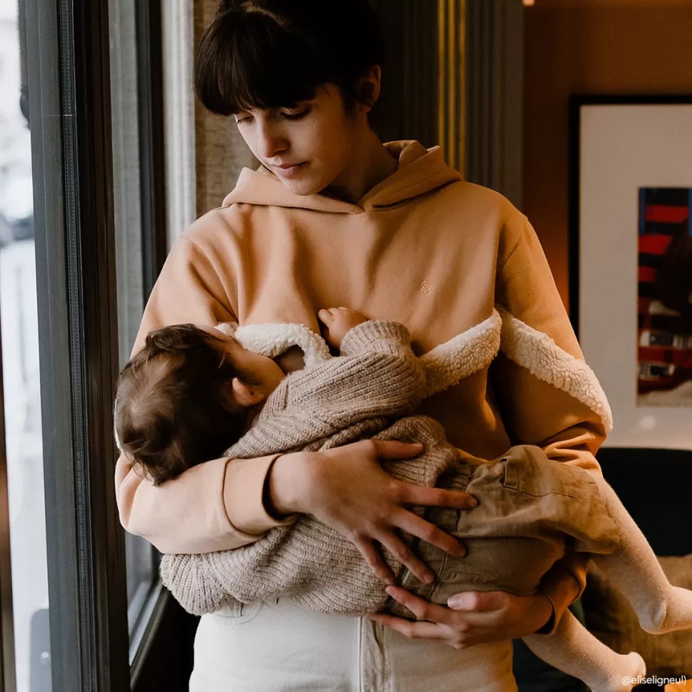You&Milk Parents>Hoodie d'Allaitement Just Mama Mom'moute Moka - S