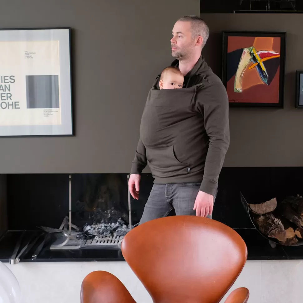MAMA HANGS Parents>Hoodie Motherhood Fatherhood Olive - L/XL