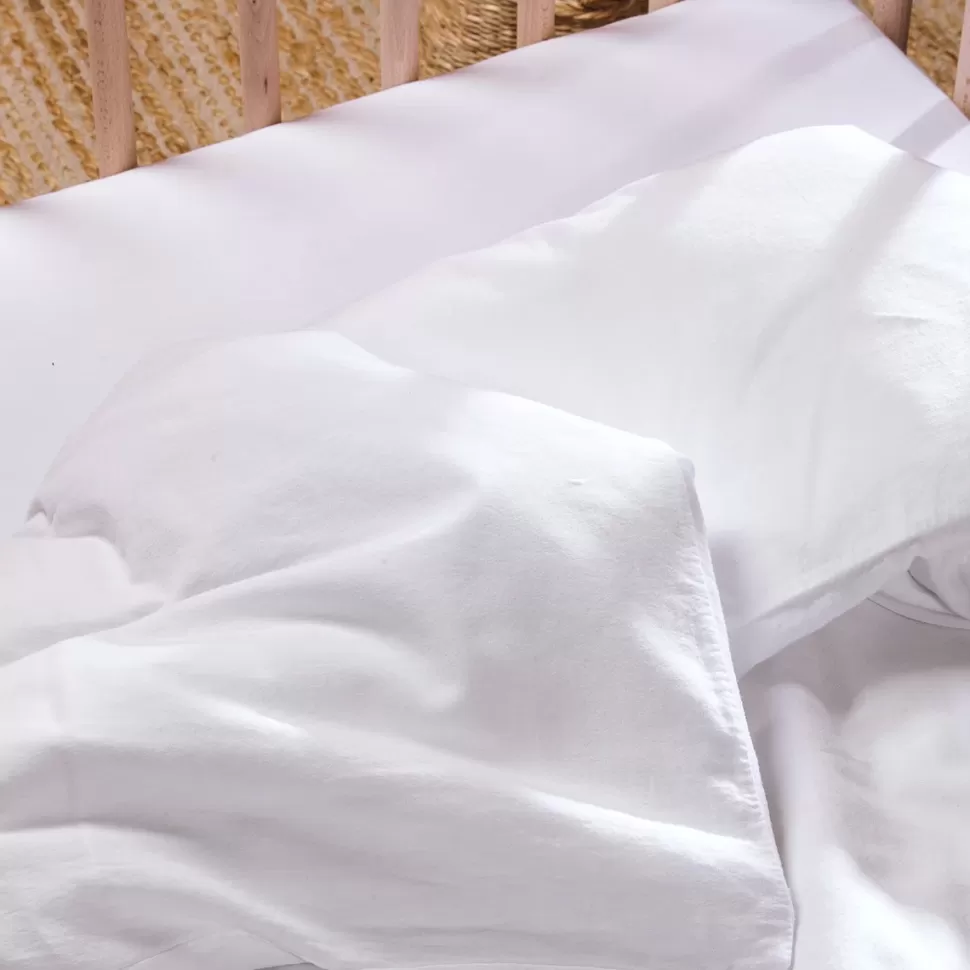 Kadolis Literie Bébé>Housse de Couette Pur Coton Bio Blanc - 75 x 120 cm