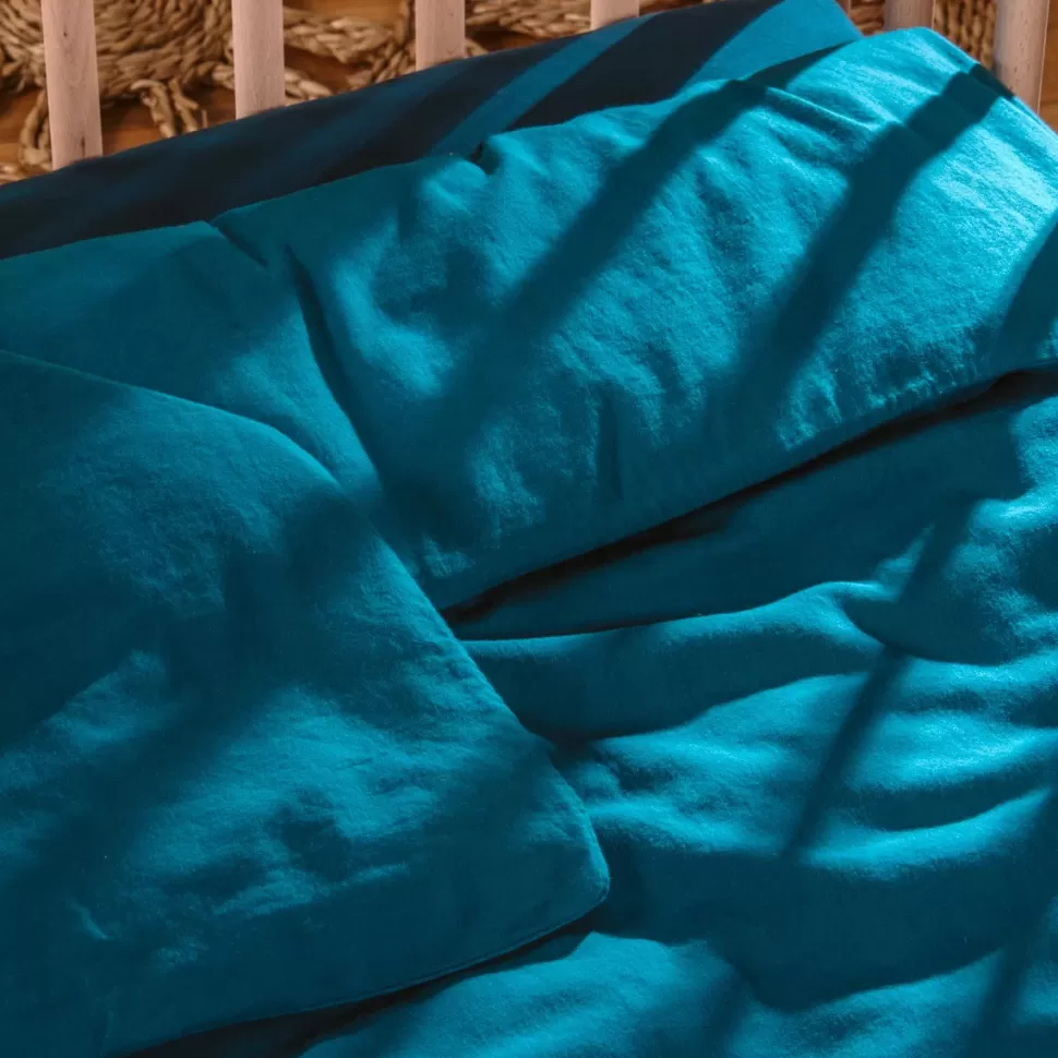 Kadolis Literie Bébé>Housse de Couette Pur Coton Bio Bleu Nuit - 75 x 120 cm