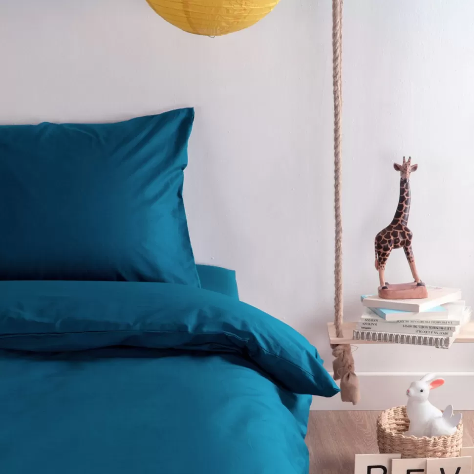 Kadolis Literie Bébé>Housse de Couette Pur Coton Bio Bleu Nuit - 140 x 200 cm