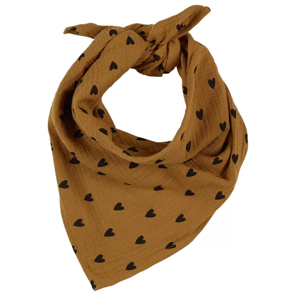 Atelier Wagram Accessoires Bébé>Lange Foulard - Coeurs Camel