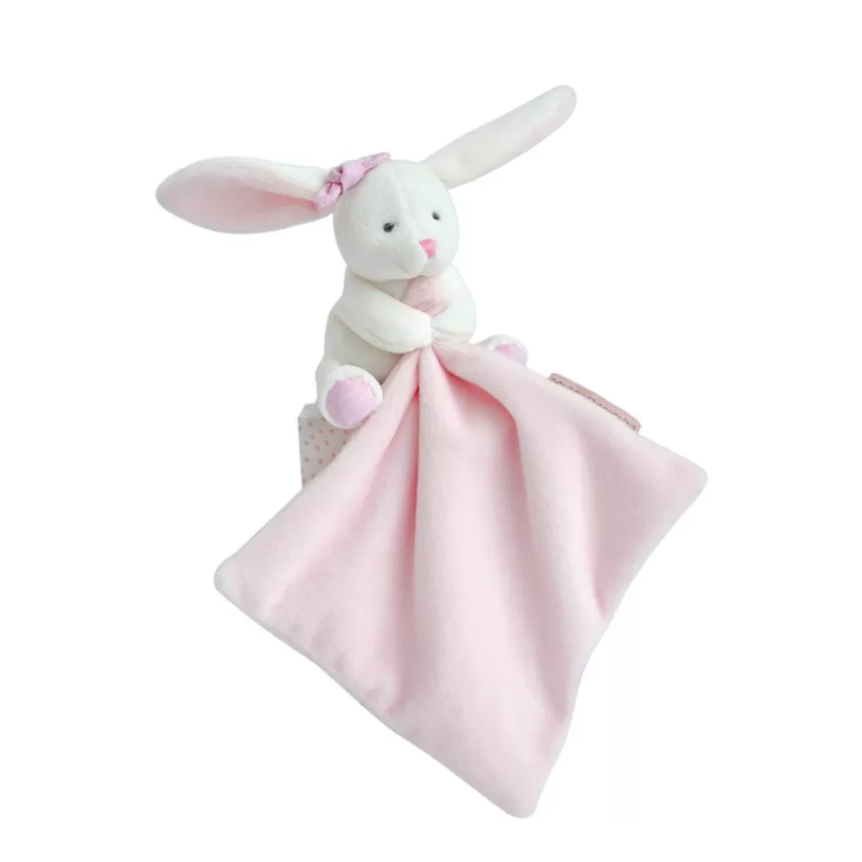 Doudou et Compagnie Doudou>Lapin Boîte Fleur - Rose