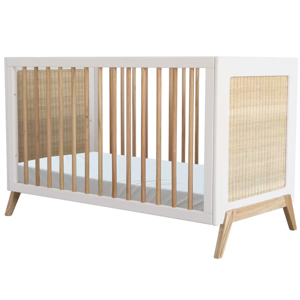 Théo Meuble Bébé>Lit Bébé Evolutif en Rotin Marelia Neige - 60 x 120 cm