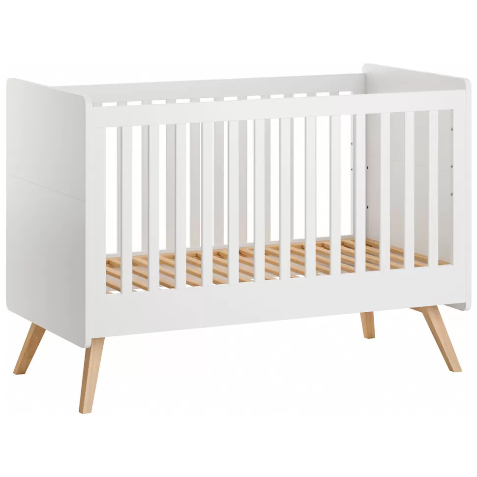 Vox Meubles Meuble Bébé>Lit Bébé Evolutif Vintage Blanc et Chêne - 70 x 140 cm