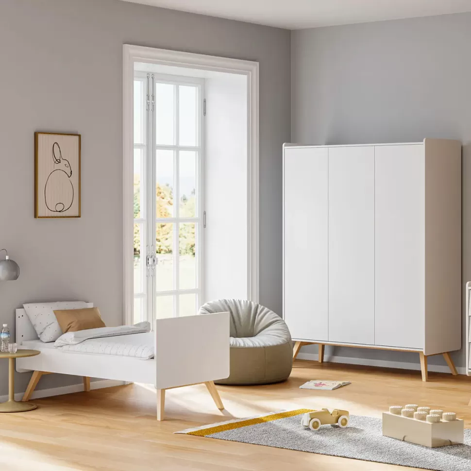 Vox Meubles Meuble Bébé>Lit Bébé Evolutif Vintage Blanc et Chêne - 70 x 140 cm