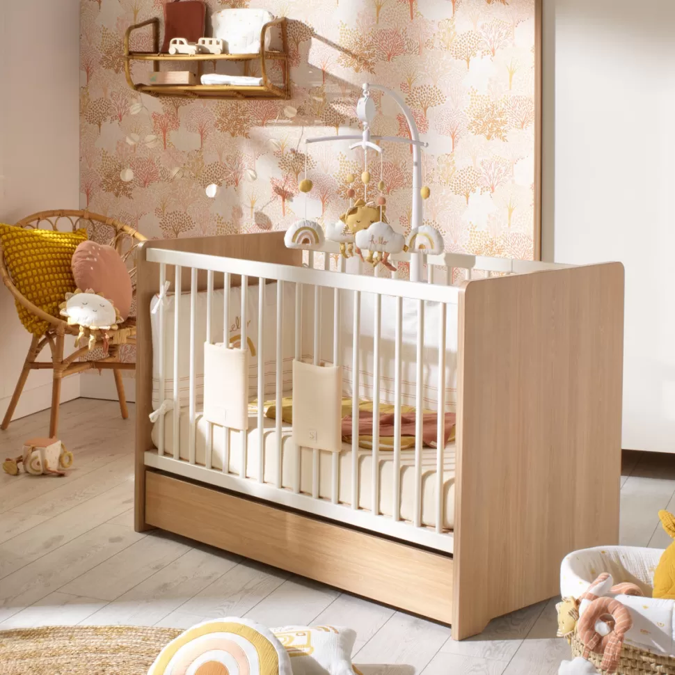 Sauthon Meuble Bébé>Lit Bébé Vanille Chêne Miel et Meringue - 60 x 120 cm