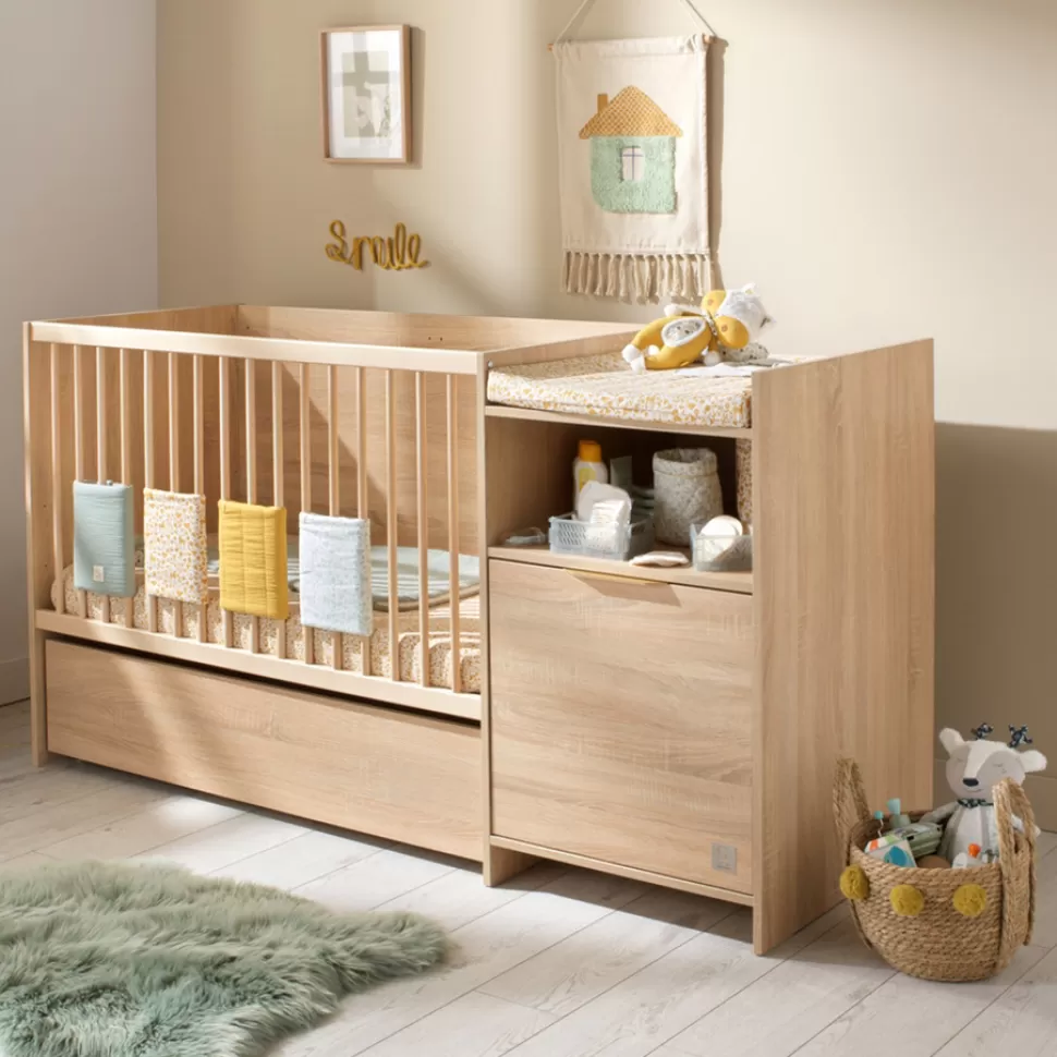 Sauthon Meuble Bébé>Lit Chambre Evolutif Azur Chêne Doré - 60 x 120 cm