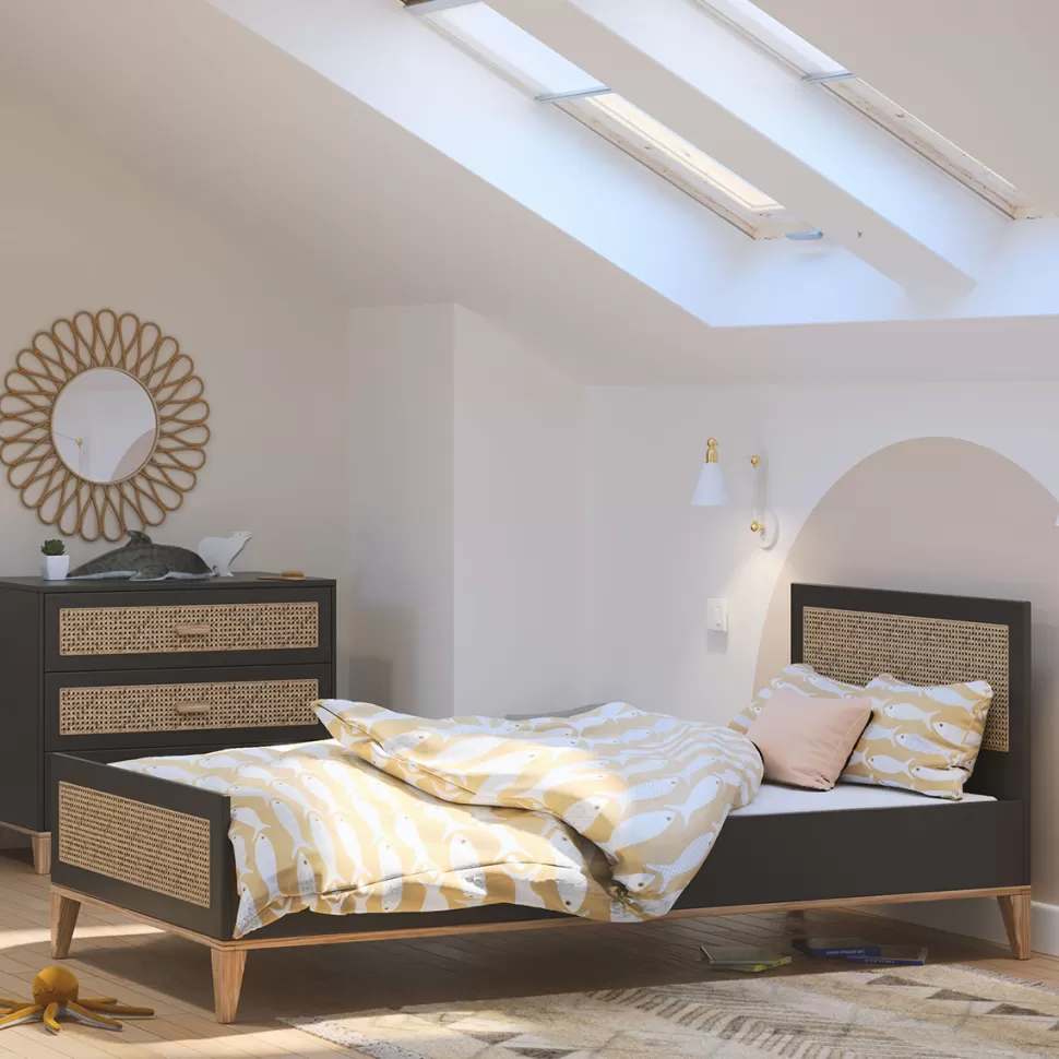 Théo Meuble Bébé>Lit Junior en Rotin Nami Onyx - 90 x 200 cm