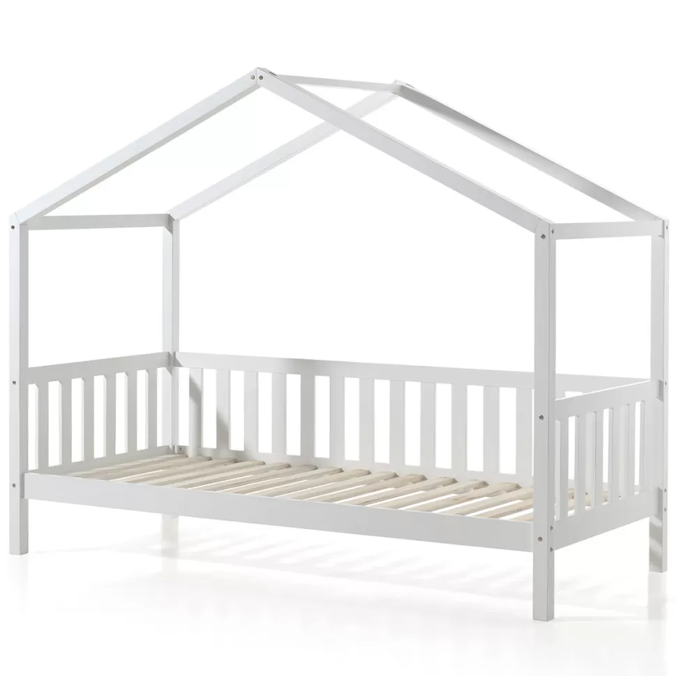 JAXX Meuble Bébé>Lit Maison Dallas avec Barrière et Tiroir Blanc - 90 x 200 cm