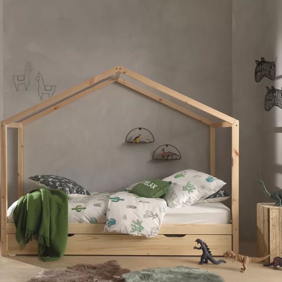 JAXX Meuble Bébé>Lit Maison Dallas avec Tiroir Naturel - 90 x 200 cm