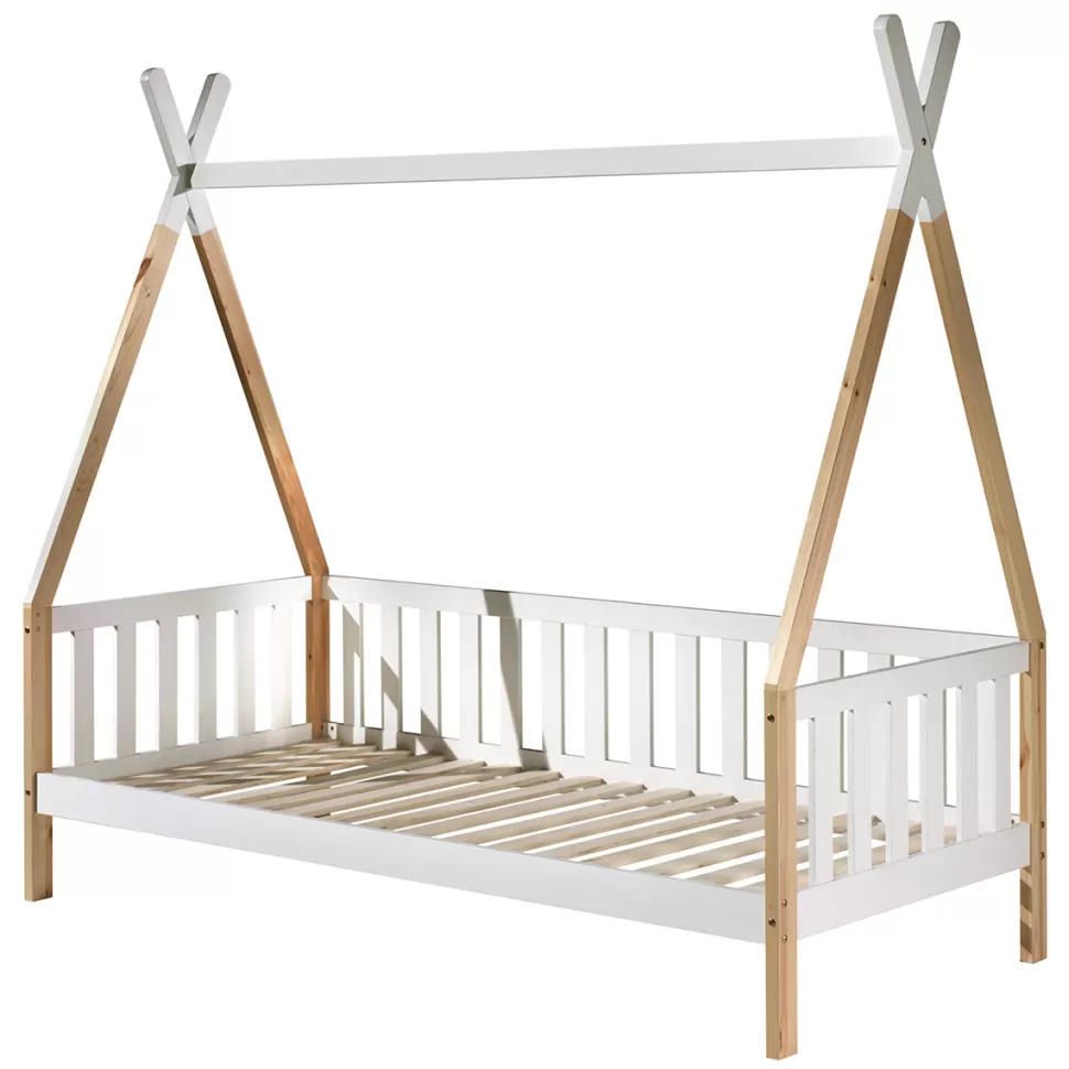 JAXX Meuble Bébé>Lit Tipi avec Barrière Blanc - 90 x 200 cm