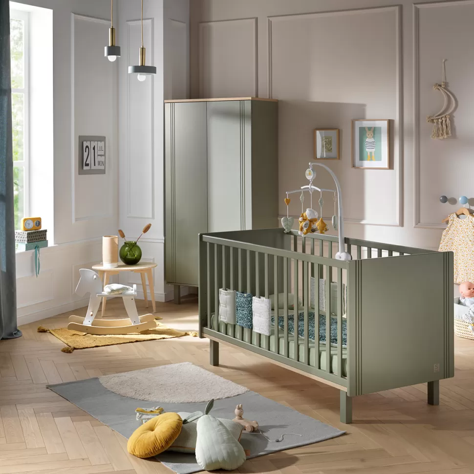 Sauthon Meuble Bébé>Little Big Bed Evolutif Eléonore Kaki - 70 x 140 cm
