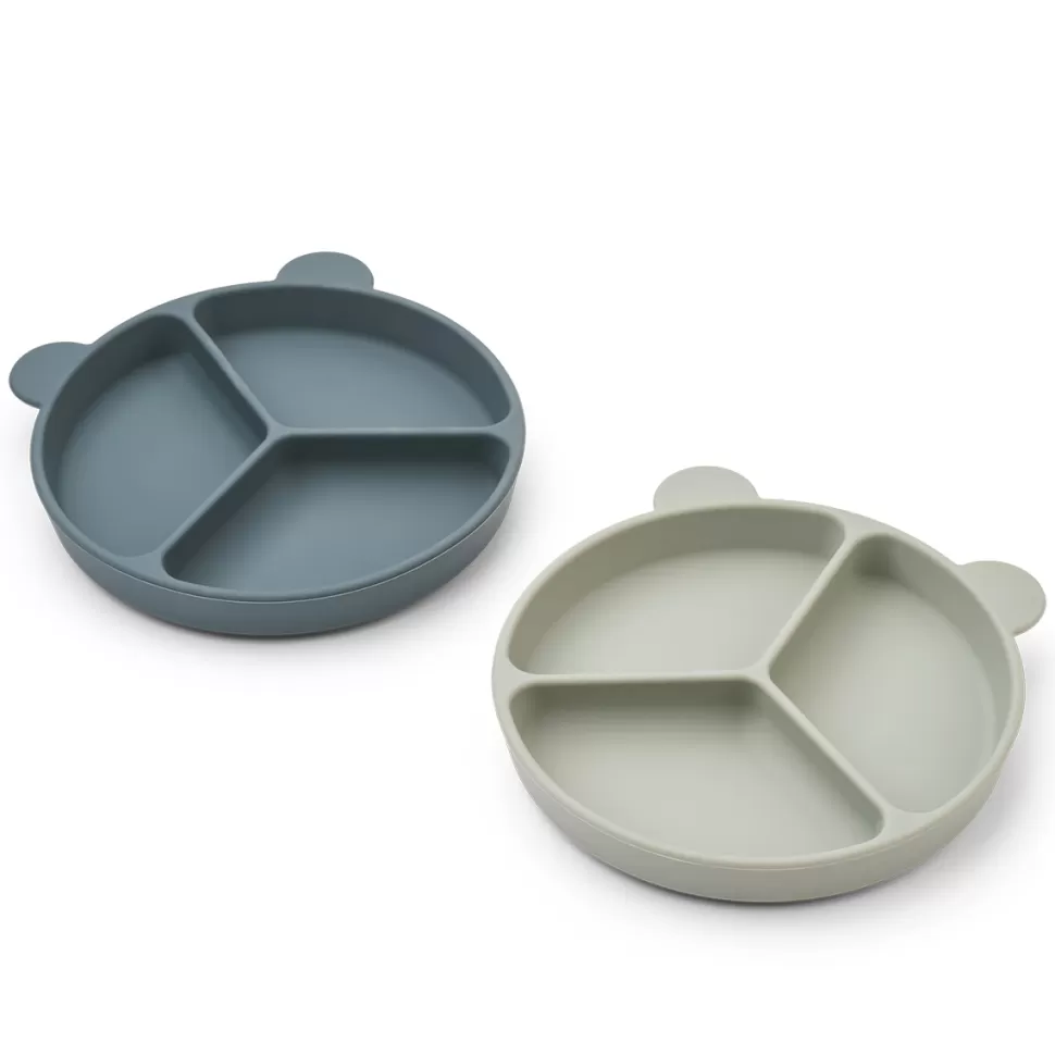 Liewood Repas>Lot de 2 Assiettes Compartimentées Stacy - Whale Blue & Dove Blue