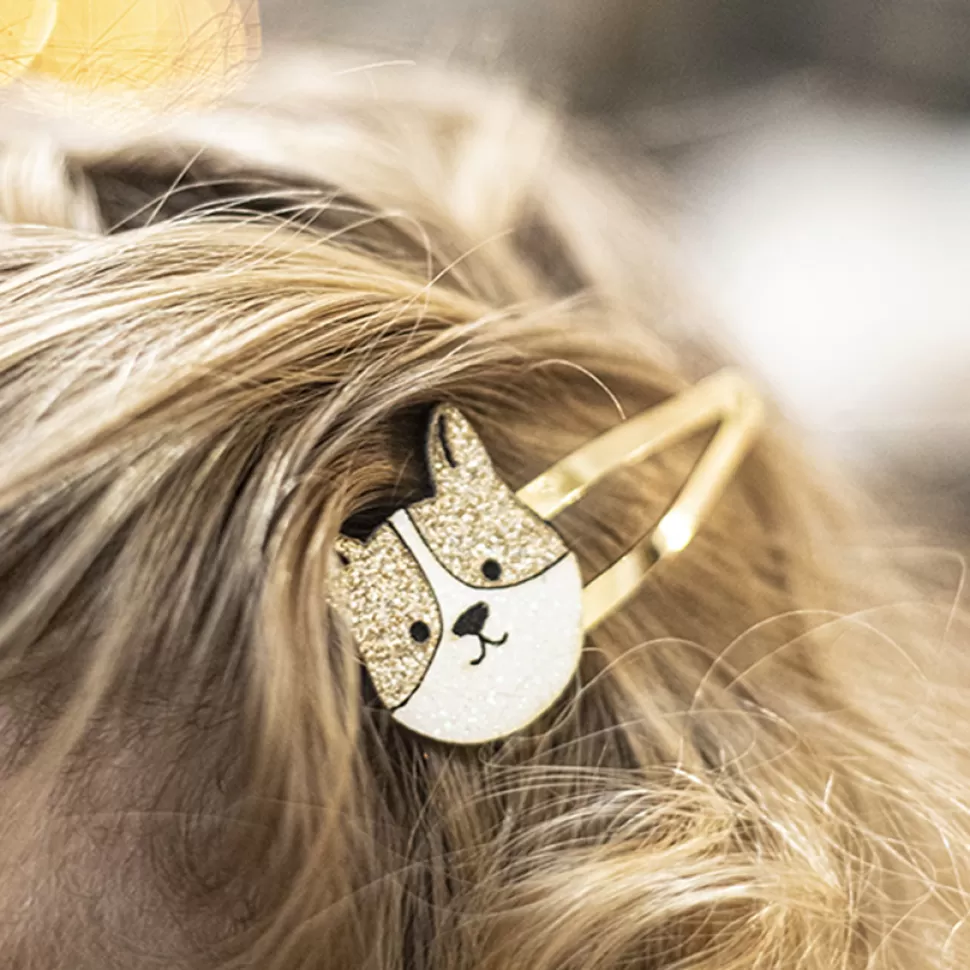 La Petite Epicerie Accessoires Bébé>Lot de 2 Barrettes Cheveux - Chien et Chat