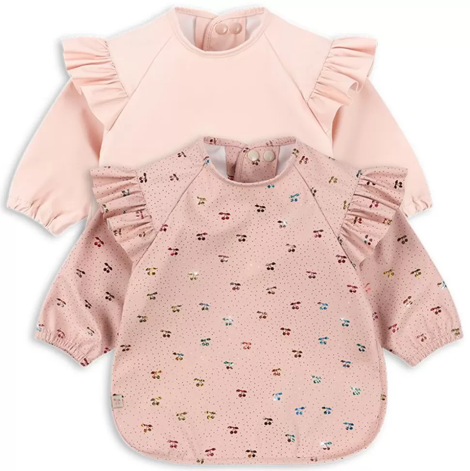 Konges Sløjd Bavoir | Repas>Lot de 2 Bavoirs à Manches Longues Fairy Cherry & Cameo Rose - 18/36 Mois