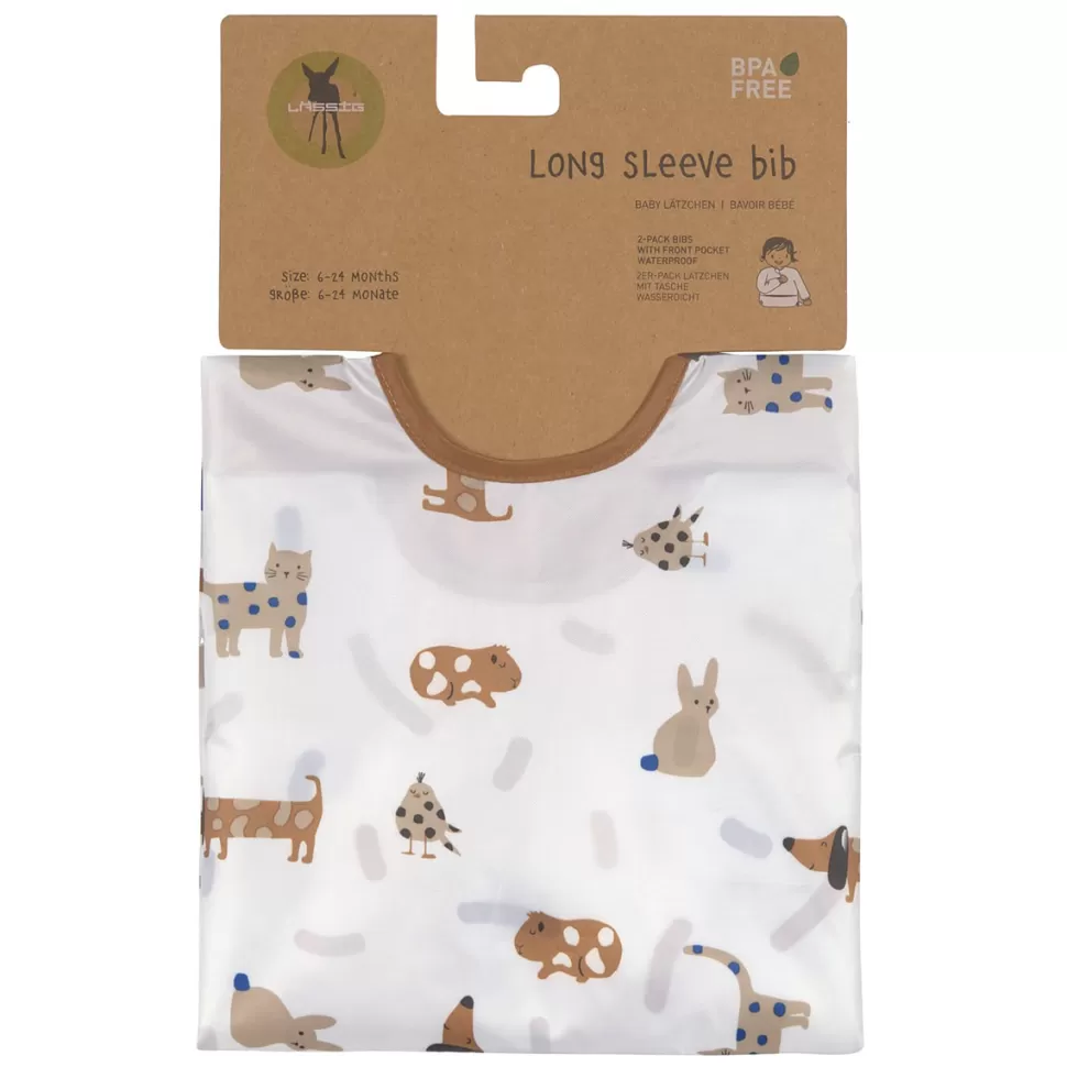 LÄSSIG Bavoir>Lot de 2 Bavoirs à Manches Longues Little Mateys Bleu Roi - 6/24 Mois