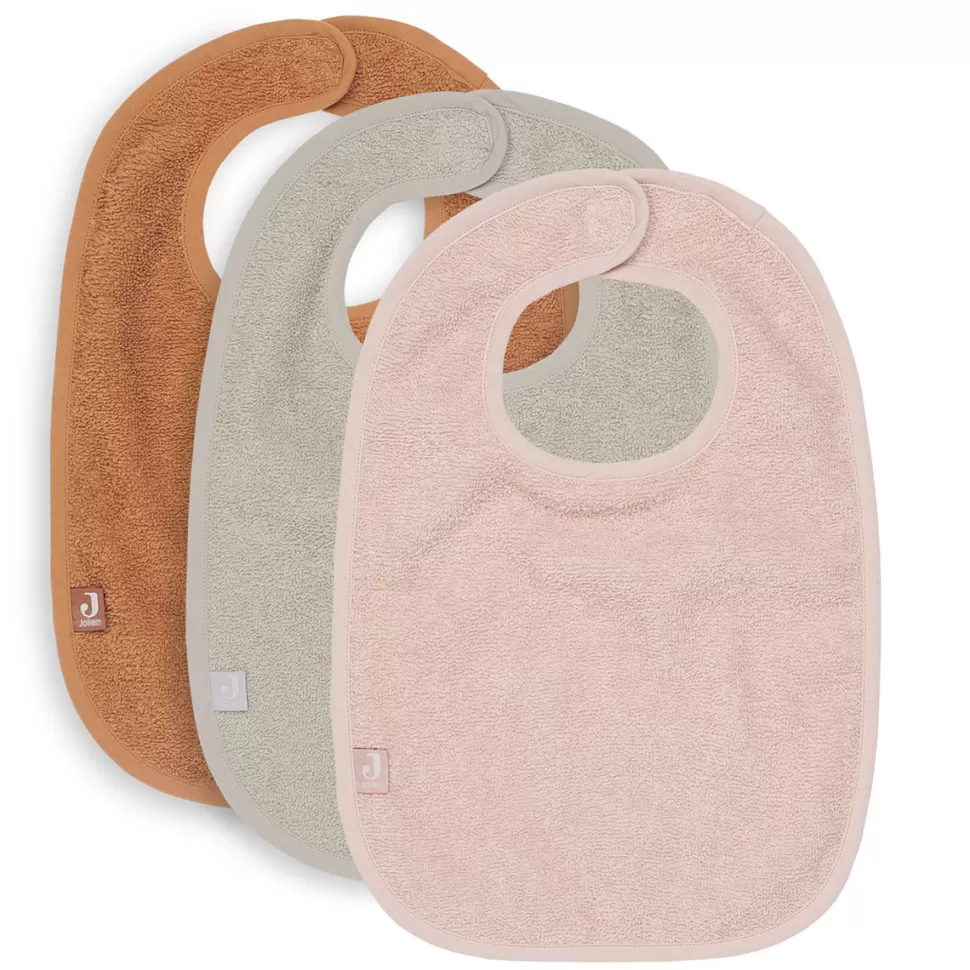 Jollein Bavoir Personnalisé | Bavoir>Lot de 3 Bavoirs - Pale Pink Nougat & Caramel