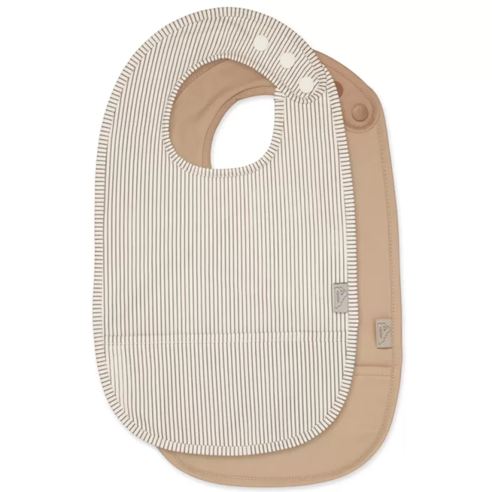 Camcam Copenhagen Bavoir | Repas>Lot de 2 Bavoirs à Poche - Classic Stripes Camel