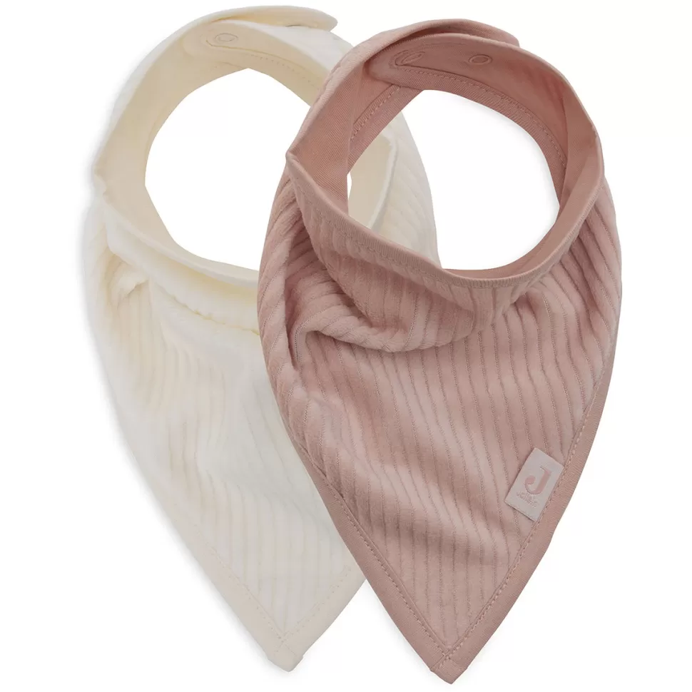 Jollein Bavoir | Repas>Lot de 2 Bavoirs Bandana Velvet Rib - Wild Rose & Ivory