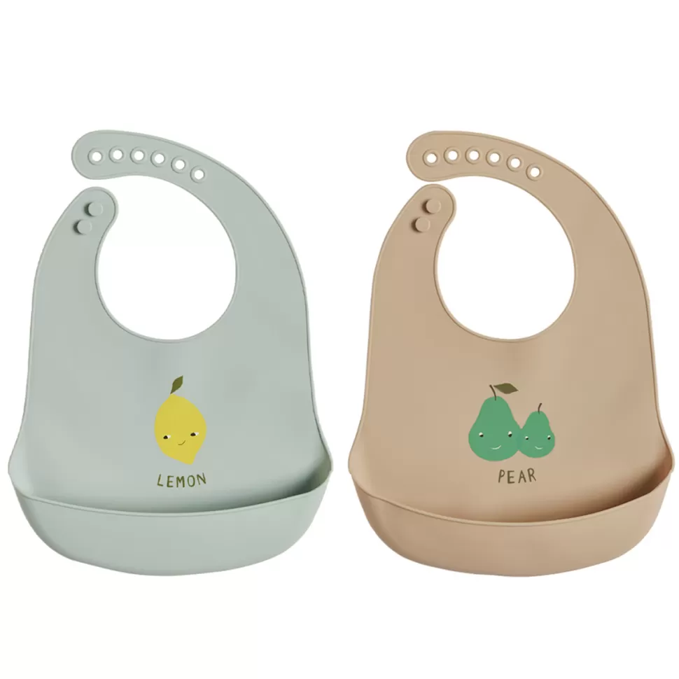 OYOY Bavoir | Repas>Lot de 2 Bavoirs en SIlicone - Camel et Gris