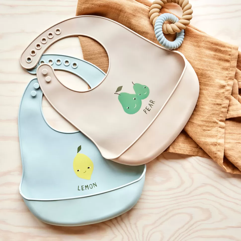 OYOY Bavoir | Repas>Lot de 2 Bavoirs en SIlicone - Camel et Gris