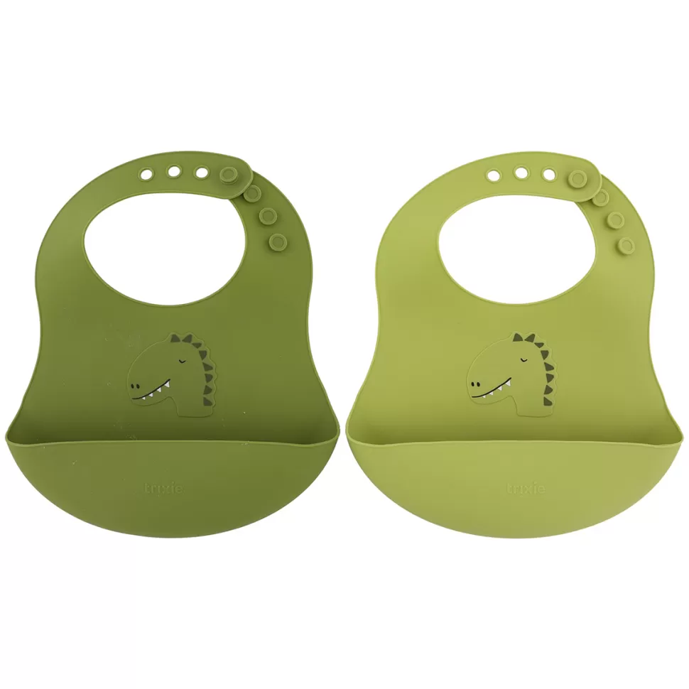 Trixie Baby Bavoir | Repas>Lot de 2 Bavoirs en Silicone - Mr. Dino