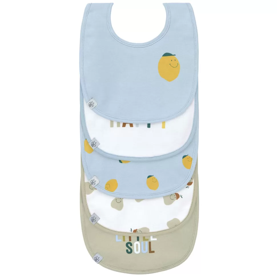 LÄSSIG Bavoir>Lot de 5 Bavoirs Eponge Happy Fruits Citron - 3/18 Mois