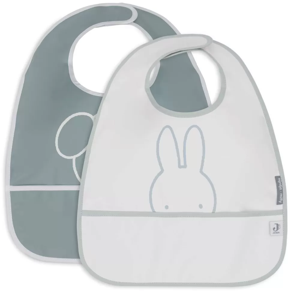 Jollein Bavoir | Repas>Lot de 2 Bavoirs Imperméables - Miffy Peekaboo Sea Green