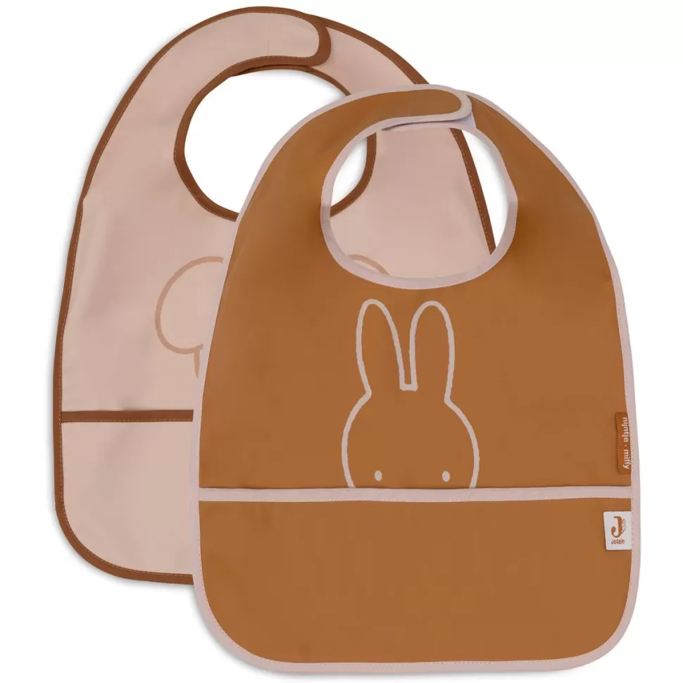 Jollein Bavoir | Repas>Lot de 2 Bavoirs Imperméables - Miffy Peekaboo Wild Rose