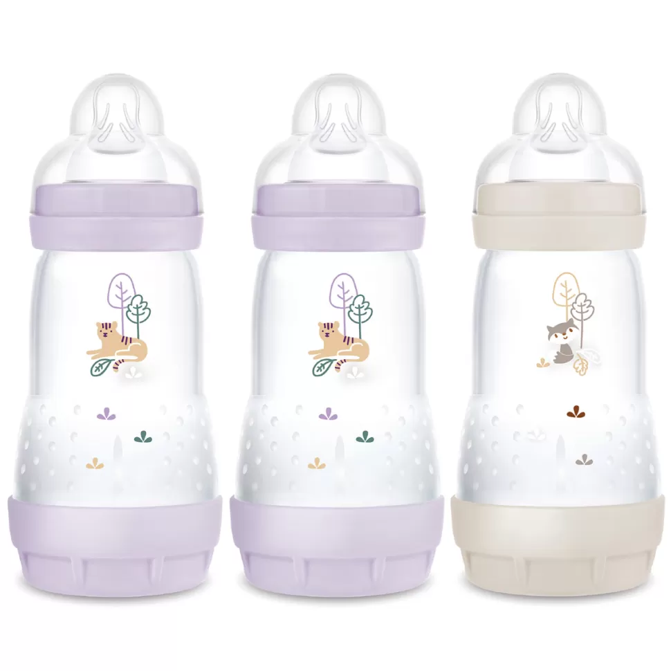 MAM Biberonnerie>Lot de 3 Biberons Anti-coliques Easy Start Lilas et Sable - 260 ml