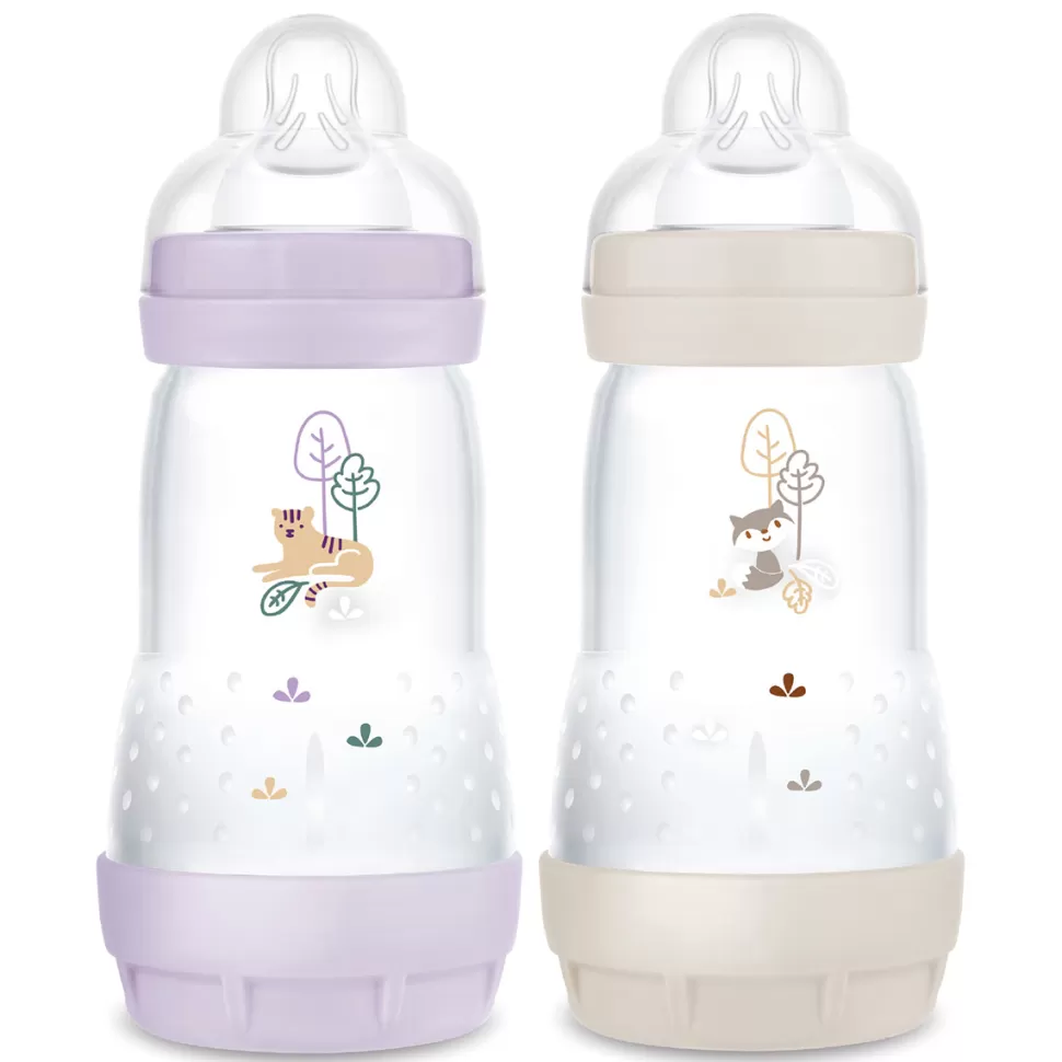 MAM Biberonnerie>Lot de 2 Biberons Anti-coliques Easy Start Lilas et Sable - 260 ml