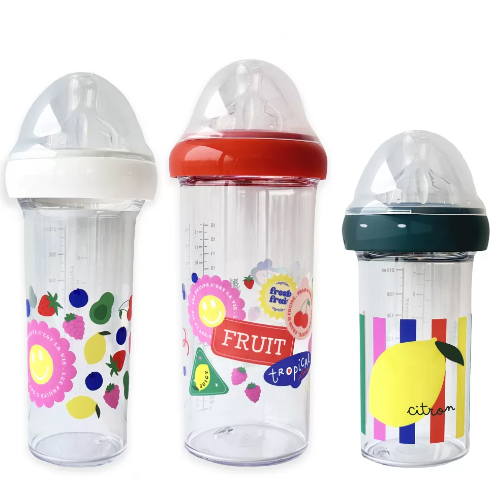 Le Biberon Français x Naissance Biberonnerie>Lot de 3 Biberons Fruits - 210 ml et 360 ml